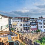 Stone town zanzibar main square and old architecture